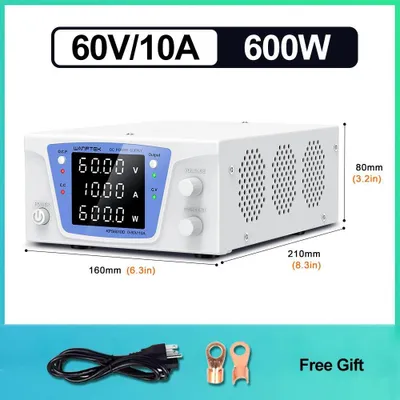 Obrázek produktu pro Laboratorní napájecí zdroj – nastavitelné DC napájení – 0-60V, 0-10A – výkon >500W, regulovaný výstup, 220V, zástrčka EU – 60V, 10A