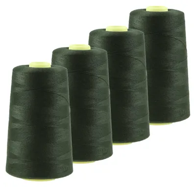 Produktbild von 4 x 4572m Qualitäts Overlock-Garn  Overlock Nähgarn Farben 621 - 660, Farbe:A623 schwarzoliv