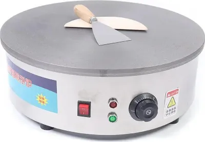 Produktbild von Crêpesmaker - Profi Crêpeplatte 45 cm - 3000 W 220 V - Edelstahl - Antihaftbeschichtung - Temperatur 150–280 °C einstellbar - Weiß