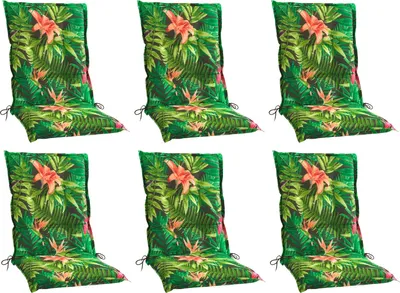 Produktbild von Gartenstuhlauflagen - Grün - Mittellehner - Dschungelmotiv - 6er Set