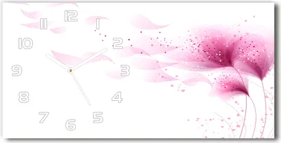 Produktbild von Wanduhr aus Glas – 60x30 cm - Glasbild - Glasuhr - Gehärtetes Glas - weisse-zeiger - Pinke Blume