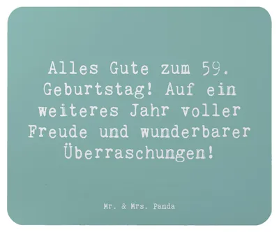 Produktbild von Mr. & Mrs. Panda Mauspad Spruch 59. Geburtstag - Meeresbrise - Geschenk, feiern, Glück, mousematte, Glückwunsch, Gesundheit, Mouse Pad, laptop, Happy Birthday, Alter, pc