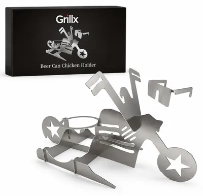 Produktbild von GrillX Beer Can Chicken Halter – Hähnchenhalter Motorcycle – Kamado BBQ Zubehör – Bierhähnchen – BBQ Werkzeug – Chicken Sitter
