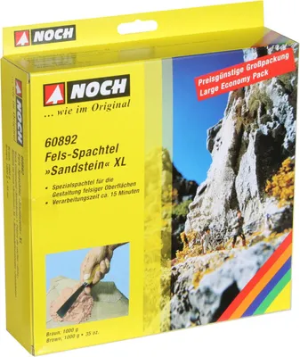 Produktbild von NOCH Fels-Spachtel XL „Sandstein“, mit realistischer Felsgestaltung, 1.000 g braun für alle Modellbaugrößen und DIY Bastellprojekte