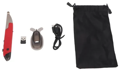 Zdjęcie produktu dla Bezprzewodowa mysz piórkowa z funkcją rozpoznawania głosu, 2,4 GHz, zasięg 10 m, rozdzielczość 1600 DPI, mysz piórkowa USB do komputerów stacjonarnych, laptopów i tabletów, kolor czerwony