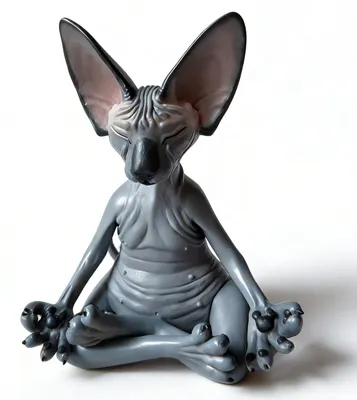 Sphynx Katzenfigur Meditierend, Buddha-Statue, 8 cm, schwarz