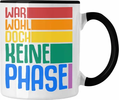 Produktbild von Trendation - LGBT Tasse Geschenk für Schwule Lesben Transgender Regenbogen Lustige Grafik Regenbogen War Wohl Doch Keine Phase (Schwarz)