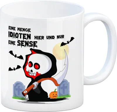 Produktbild von Sensenmann Halloween Kaffeebecher mit Spruch