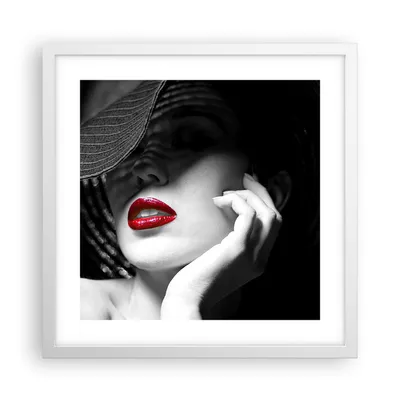 Produktbild von Gerahmtes Poster - Weißer Rahmen - Frau Gesicht Lippen - 40x40 cm - Wand Bild - Wanddeko - Wandbilder - Kunstposter - Wandposter - Bilderrahmen - Bilder - Kunstdruck - Wandbild - P2WAC40x40-3618
