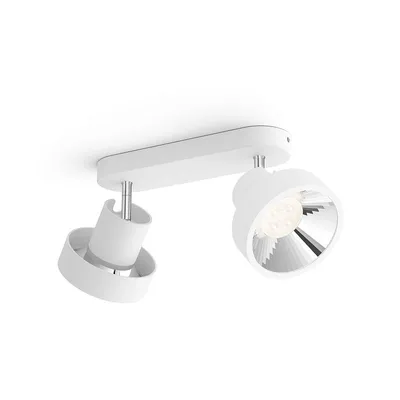 Produktbild von PHILIPS myLiving, 2 x Bukko LED SceneSwitch weiß aus Metall, warmweiß auf neutralweiß dimmbar mit vorhandenem Schalter