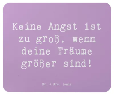 Produktbild von Mr. & Mrs. Panda Mauspad Spruch Angst überwinden - Lavendeltraum - Geschenk, Mut, mousematte, Mouse Pad, persönliche Entwicklung, Mousepad, pc, Mutmacher, laptop, Freude