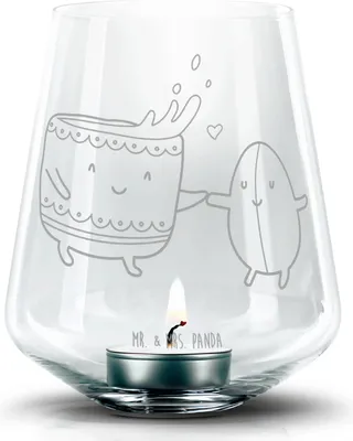 Produktbild von Mr. & Mrs. Panda Laterne Kaffee Bohne - Transparent - Geschenk, Kaffeebohne, Lustige Sprüche, Genuss, Kerzenhalter, Stumpenkerzenhalter, Zufriedenheit, Windlicht Glas