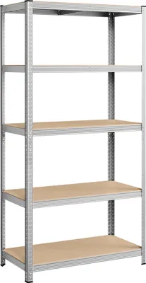 Produktbild von SONGMICS Lagerregal mit 5 Regalböden, 200 x 100 x 50 cm, bis 875 kg belastbar (120 kg pro Ablage), Schwerlastregal, höhenverstellbare Ablagen, verstärktes Stahlgestell, silbern GLR050E01