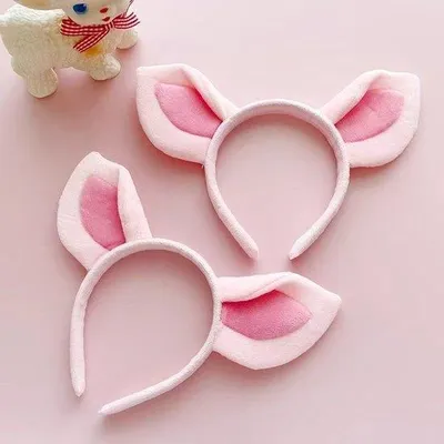 Image de 2 paires de serre-têtes roses mignons en matière souple, pour enfants et adultes, pour Halloween, le carnaval, le cosplay et les fêtes