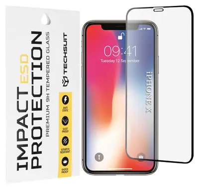 Obrázok produktu pre Techsuit – ESD ochranné tvrdené sklo na iPhone X / iPhone XS / iPhone 11 Pro – čierne