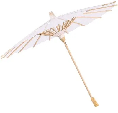 Zdjęcie produktu dla Ręcznie malowany, papierowy parasol w kolorze białym, idealny do fotografii i dekoracji