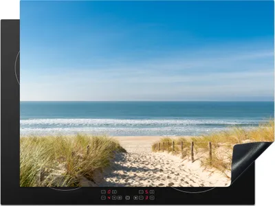 Produktbild von KitchenYeah© Herdabdeckplatte Strand - Meer - Düne - Sand - Sommer , 71x52cm, Küche Deko, Glaskeramikkochfeld Herdabdeckung, Abdeckplatte fùr Kochfeld
