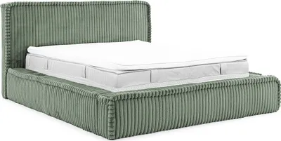 Produktbild von MEBLINI Mesut Polsterbett 160x200 mit Lattenrost - Bubble Bett - Cloud Bett - Marshmallow Bed - Kopfteil Bett mit Stauraum - Betten - 160x200 - Grün Cordstoff ohne Matratze