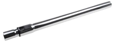 A silver telescopic tube for a vacuum cleaner, shown against a white background.