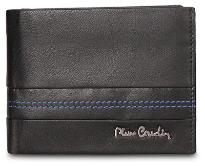 Image de Portefeuille pour homme Pierre Cardin, en cuir véritable, noir, compact, modèle ouvert