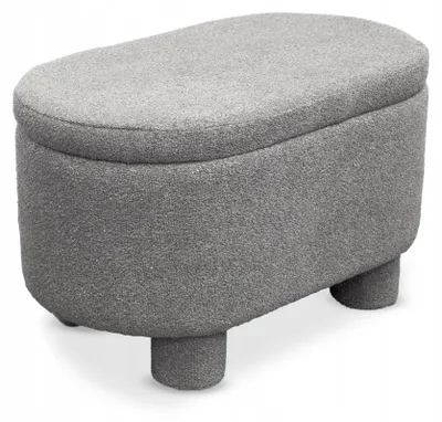 Zdjęcie produktu dla Elegancka pufa siedzisko ze schowkiem skrzynia tapicerowana Teddy Duo szary