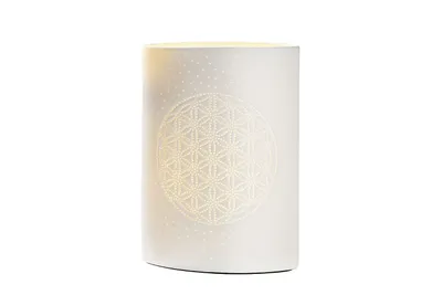 Produktbild von Tischlampe Gilde, Blumenmotiv, Porzellan, weiß, 1er-Set, L 11 cm, B 18 cm, H 26 cm