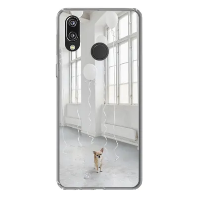 Produktbild von MuchoWow® Handyhülle Schutzhülle Hülle für Huawei P20 Lite (2020) Hund - Weiß - Luftballon Silikon Softcase Handy Hülle - Kartenhalter