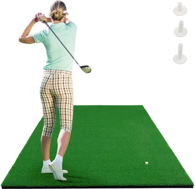 Produktbild von COSTWAY 150x100cm Golf Abschlagmatte, Golf Übungsmatte inkl. 3 Gummi-Tees, Golf Schlagmatte, Putting-Matte, Abschlagmatte für Indoor & Outdoor, Grün