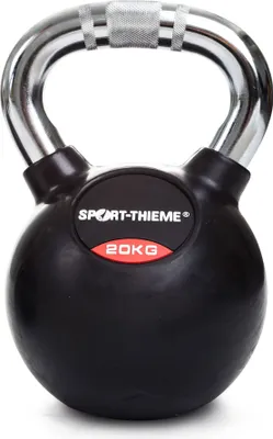 Produktbild von Sport-Thieme Kettlebell "Gummiert mit gerändeltem Chrom-Griff", 20 kg