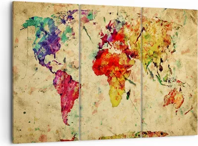 Produktbild von Bild auf Leinwand - Leinwandbild - Karte Welt modern - 105x70cm - Wand Bild - Wanddeko - Wandbilder - Leinwanddruck - Bilder - Kunstdruck - Wanddekoration - Leinwand bilder - Wandkunst - CE105x70-3582