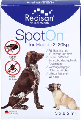 Produktbild von Redisan Spot On für Hunde - gegen Zecken und Flöhe, 5X2.5 ml TIN