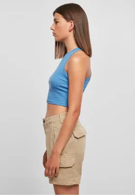 Obrázok produktu pre Dámske tričko Urban Classics Ladies Cropped Rib Top horizonblue - L