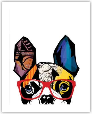 Produktbild von Poster - Poster ohne Rahmen - Hund Brille Bunt Bulldogge - 40x50 cm - Wand Bild - Wanddeko - Wandbilder - Kunstposter - Wandposter - Bilder - Kunstdruck - Wanddekoration - Wandbild - P2XPA40x50-3206