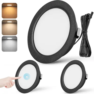 Productafbeelding van LED inbouwspots, plafondlampen, meubels, touchbediening, dimbaar, verstelbaar, 6,5 cm, 3 stuks