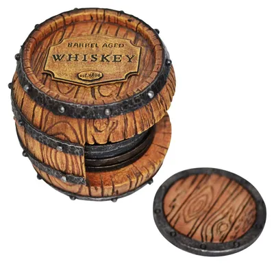 Zdjęcie produktu dla Zestaw 5 podstawek pod whisky z pojemnikiem do przechowywania, idealny do domowego baru