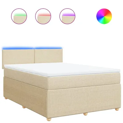 Produktbild von Boxspringbett mit Matratze Creme 140x190 cm Stoff