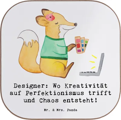 Produktbild von Mr. & Mrs. Panda Holzuntersetzer Designer Magie - Weiß - Geschenk, Grafikdesign, gläseruntersetzer, Mode, Untersetzer Tasse, Coaster, Berufsgestaltung, Webdesign, Beruf
