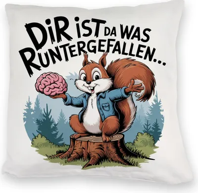 Produktbild von Dir ist was runtergefallen Kuschelkissen - Eichhörnchen hält Gehirn