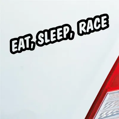 Produktbild von Auto Aufkleber Eat, Sleep, Race Tuning Rennen Car Schriftzug 19,5x3 cm Schwarz Glanz Sticker Heckscheibenaufkleber