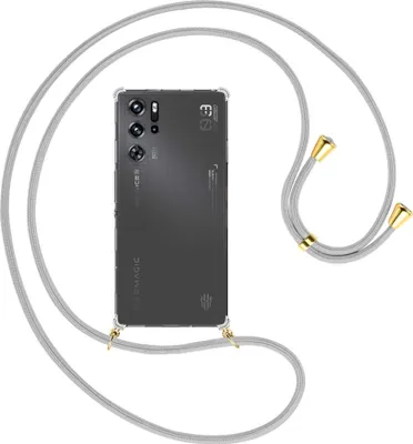 Produktbild von Handykette Backcover-Schutzhülle mit Band (Metall goldfarben) für ZTE nubia Red Magic 9 Pro / Pro Plus - silbergrau
