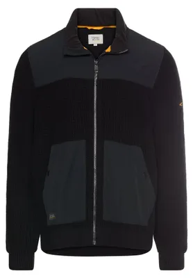 Produktbild von camel active Herren Strickjacke mit einrollbarer Kapuze Schwarz, Menswear-XL