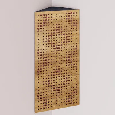 Produktbild von 2er-Pack – Schmale akustische Eck-Bassfalle mit Samtstoff | 50x23x10 cm |Reflexion - Schalldämmung | [REBAT - Eiche |Rosa]