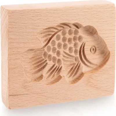 Image de Orion | Moule à biscuits en bois - 10x8 cm - Motif poisson - Poinçon à biscuits - Emporte-pièce - Réutilisable