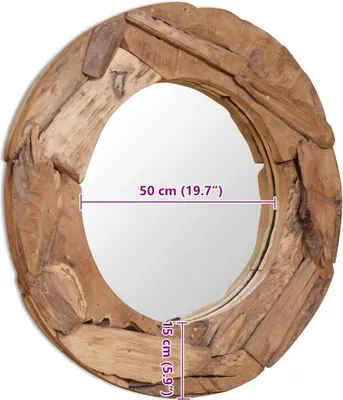 Image de Miroir décoratif Teck 80 cm Rond