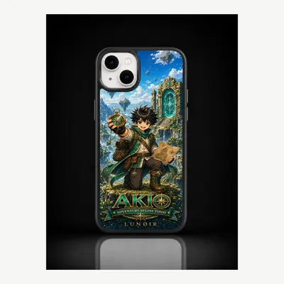 Imagen del producto de Funda para iPhone 14 Plus, carcasa protectora con diseño "Akio Adventure" – LUNØIR ©