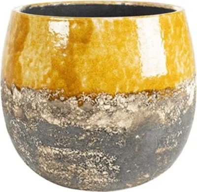 Produktbild von Lindy Ochre ockergelber Topf 23 cm runder Blumentopf für den Innenbereich