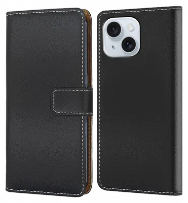 Produktbild von Handy Tasche für Apple iPhone 15 Schutzhülle Bookstyle Etui Klapphülle Wallet Flip Cover Case Schwarz