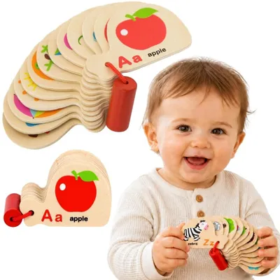 Zdjęcie produktu dla Drewniany alfabet Montessori i książeczka do nauki języka angielskiego Viga