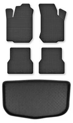 Zdjęcie produktu dla Dywaniki gumowe + mata bagażnika do Nissan Cube Z12 2010-2011 (standardowy bagażnik) – czarne, dobierane – Wielganizator Semi-Universal