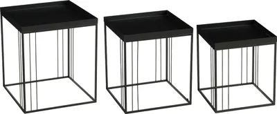 Produktbild von Mica Decorations Beth Beistelltisch – Set aus 3 – Beistelltische Wohnzimmer – Couchtisch – Beistelltisch klein – Eisen – 45 x 45 x 52 cm – Schwarz